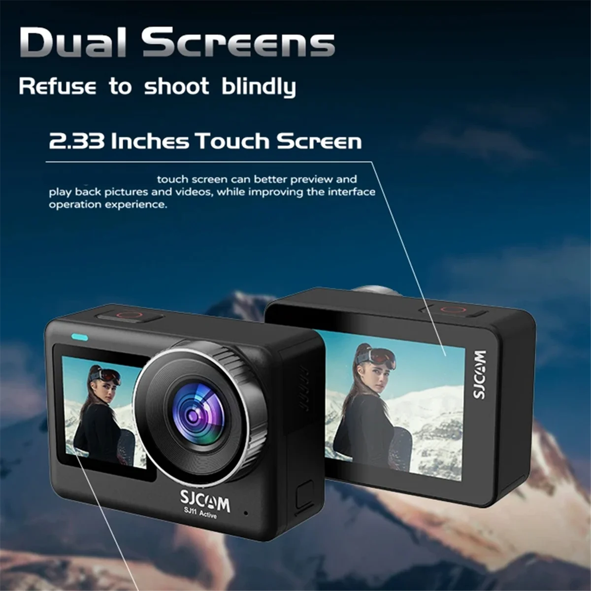 SJ11 Active Action Camera 4K Ultra HD 20MP Waterproof Anti-Shaking Dual Screen Support Live Streaming Portable Mini Camera