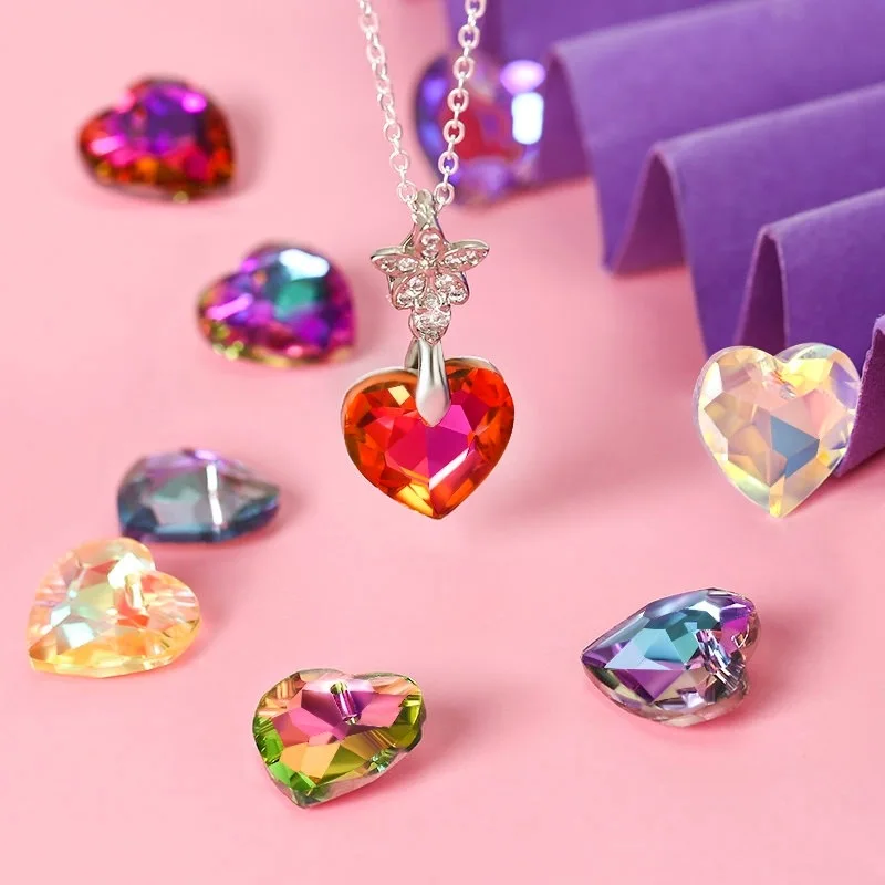 

12 шт. новые 14 мм гальванические подвески в форме сердца Aurora радужные подвески для DIY браслетов и ожерелья ювелирные аксессуары