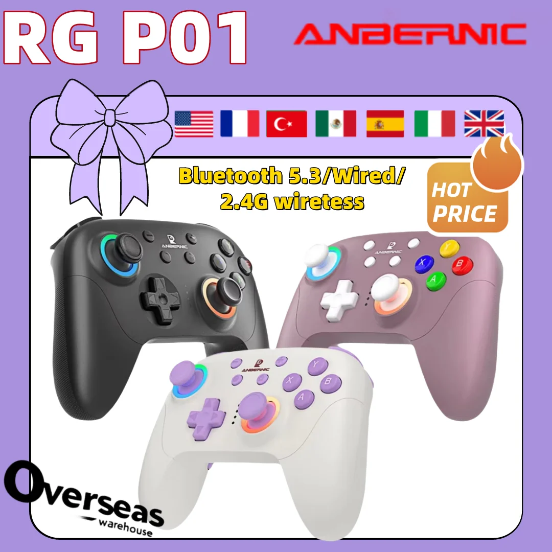 ANBERNIC RG P01Gamepad Wireless Gaming Controller Hall Trigger Joystick Macro Key RGB Breathing Light For Switch Android IOS PC