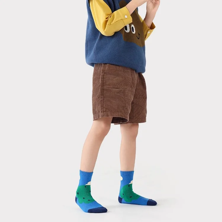 5 Paar Kinder-Crew-Socken in Kontrastfarben, 2-12 Jahre, Baumwollsocken für Jungen, weich, atmungsaktiv, Kinder-Mittellangsocken – Detail 7
