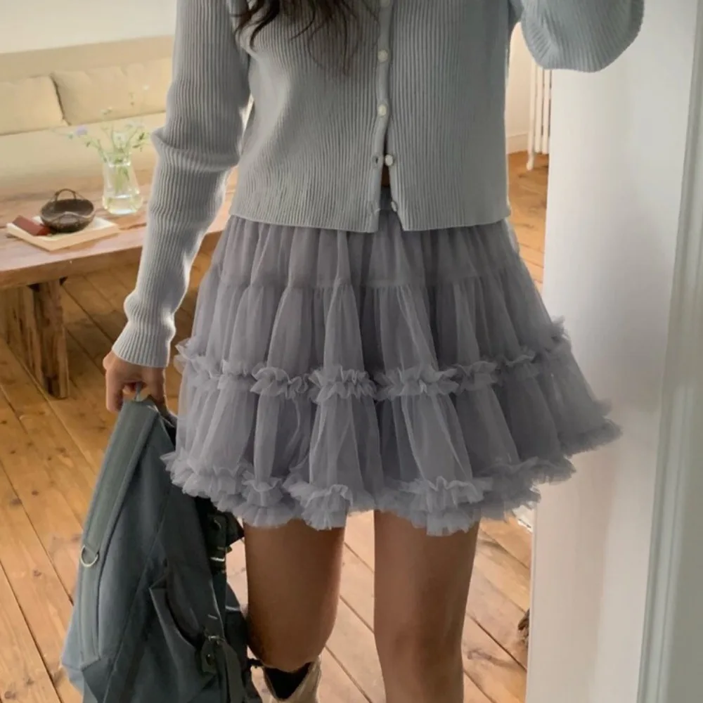 

Korean Sle f Skirt Women's Summer Versatile Girl Sensation Heavy Work Double Layer Me Puffy Cake Skirt Anti-Light Skirt