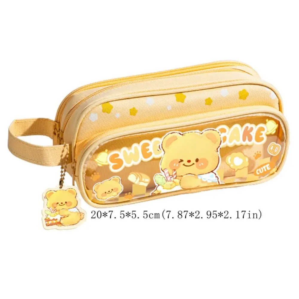 Ins Large Capacity Candy Colored Pencil Bag Cartoon Panda Stationery Storage Bag Fashion Soft Touch Pencil Case Students