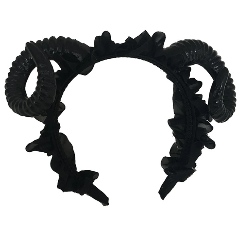 Sheep Horn Headbands Lace Horn Hairband Non Slip Headpiece Photo Props Fancy Dress Halloween Carnival Headdress