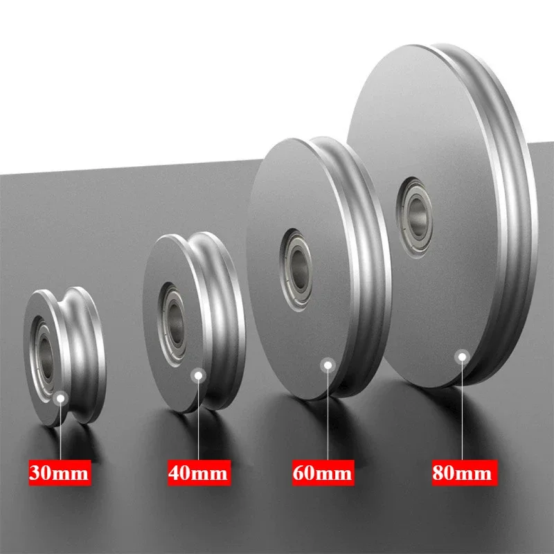 U-shaped Aluminum Alloy Track Guide Wheel Driven Wheel with Bearing Guide Belt Roller for: 4~8mm Belt Outer Diameter 30~60mm