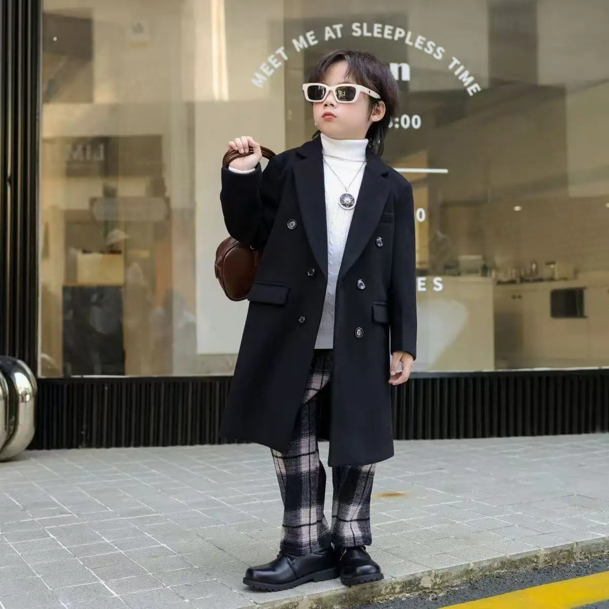 

3-14 Year Autumn and Winter Kids Boys' Windbreaker Fashion 2025 New Style Children's Double Row Button Coat 100-170cm
