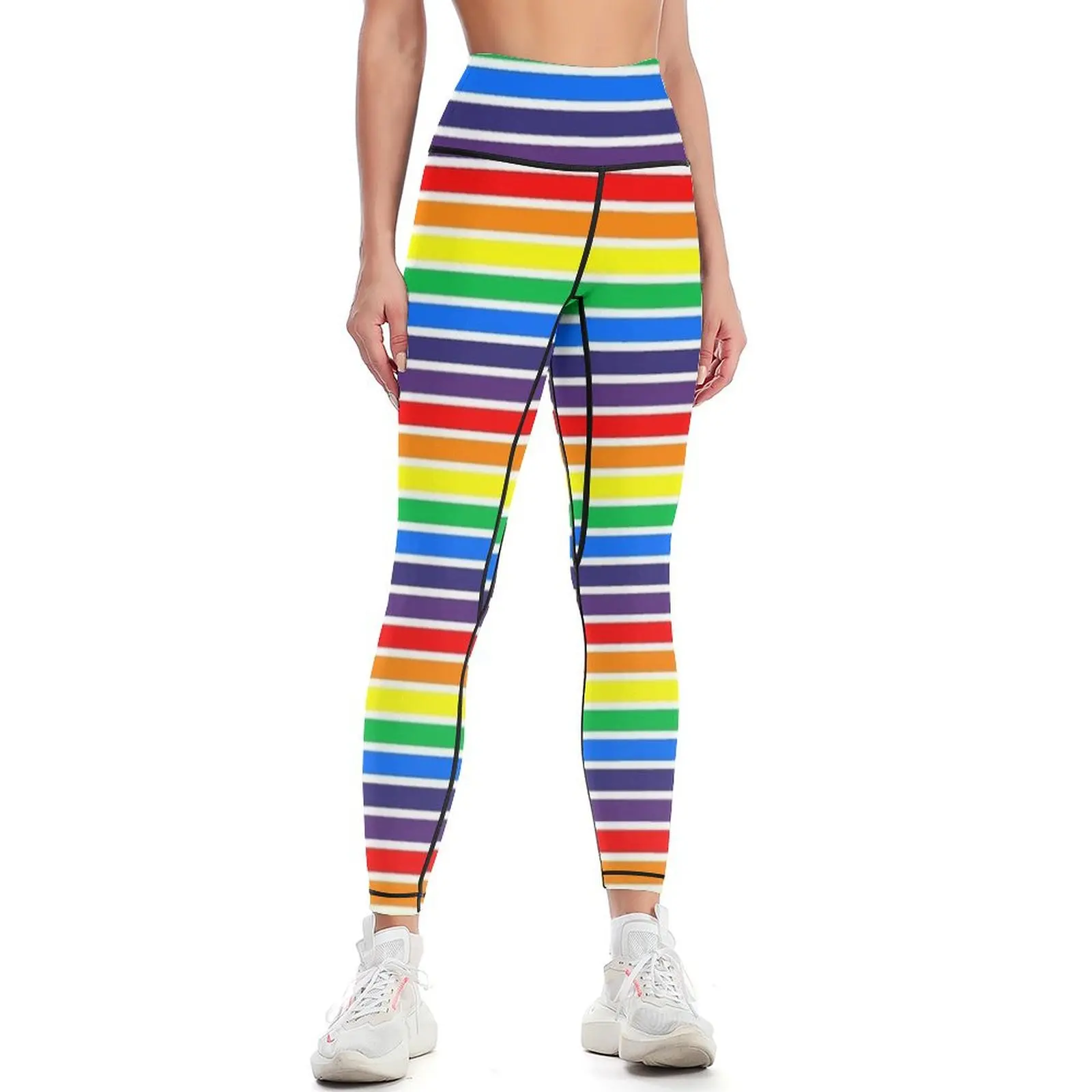 

Rainbow Stripes Leggings sportswear gym jogging pants Womens Leggings