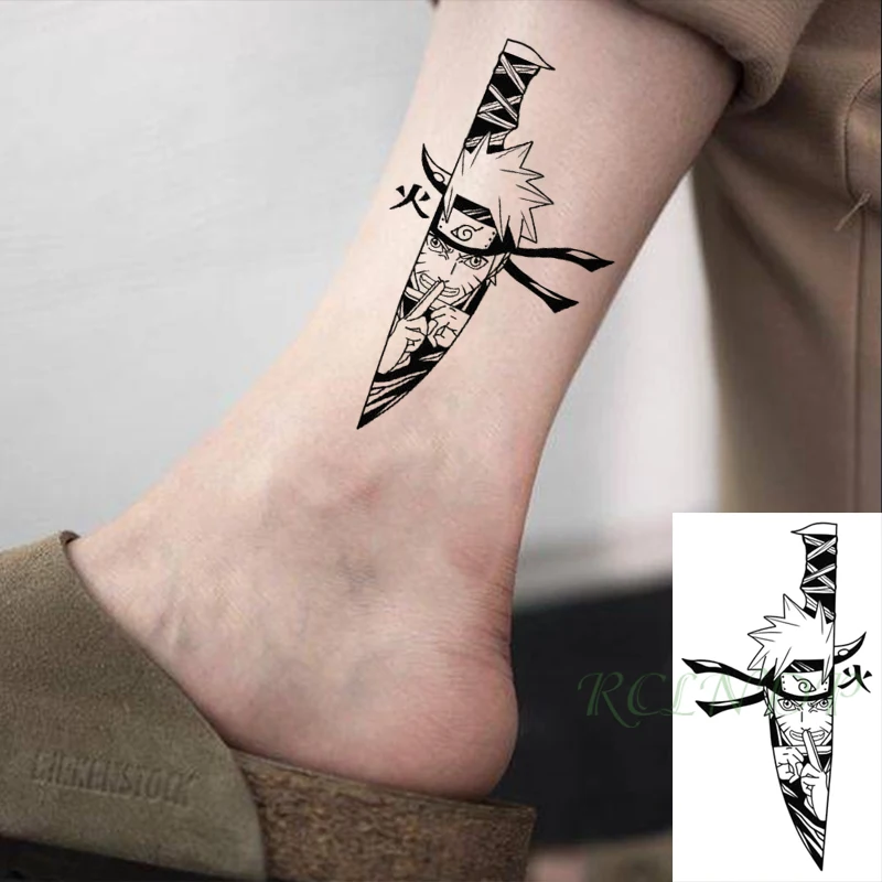 Waterproof Temporary Tattoo Sticker Cartoon anime Boy Knife Tatto Flash Tatoo Fake Tattoos Small Size Art for Kids Men Women