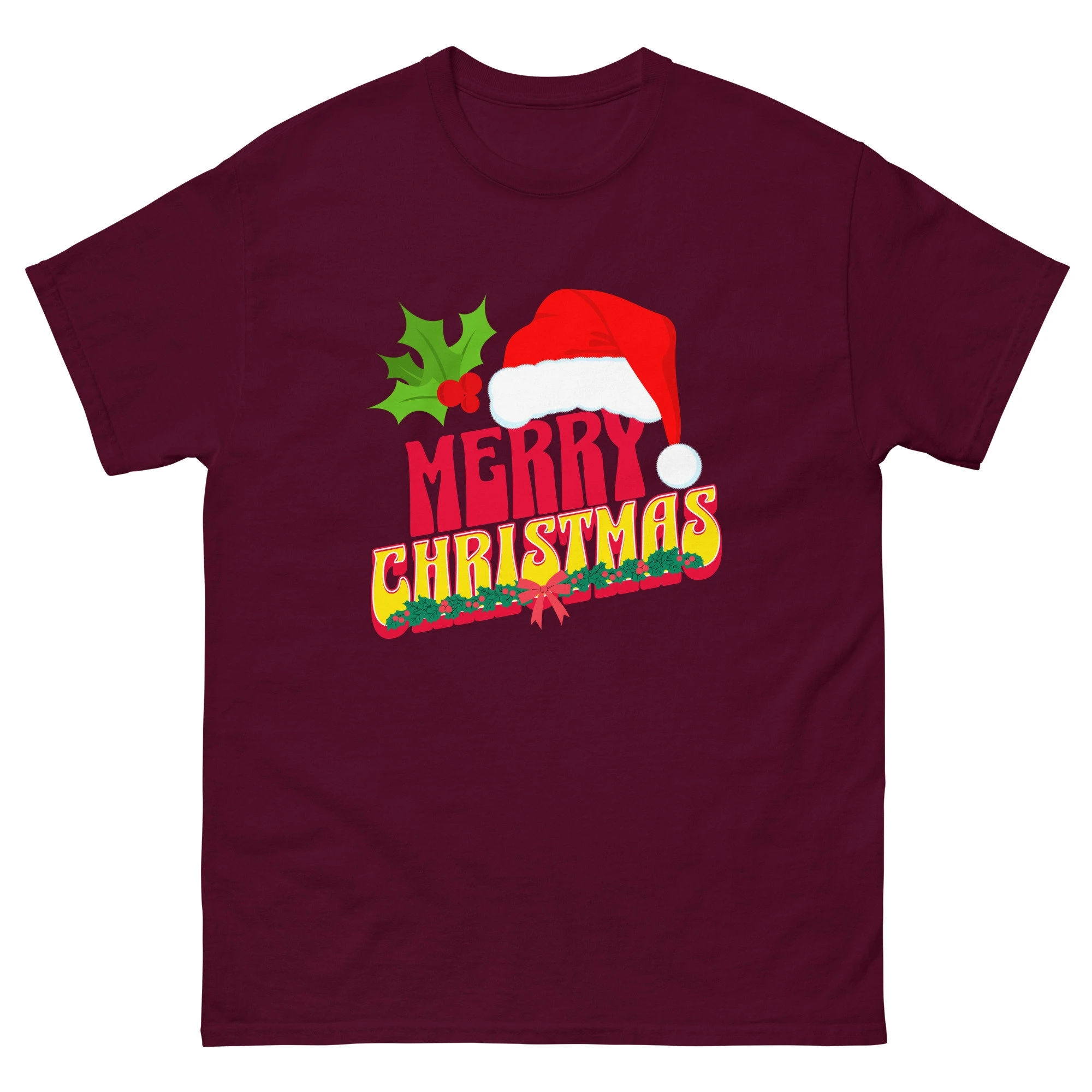 Merry Christmas With Hat And Holly T Shirt