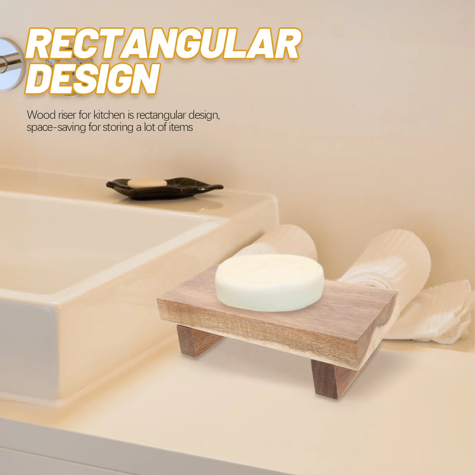 

Wooden Soap Tray Wood Riser For Kitchen Bathroom Storage Organizer Rectangular Wooden Stand Display Towels Candles