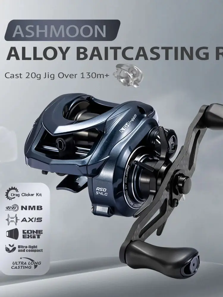 SOLOKING ASHMOON Legierung Baitcastingrolle Ultraleichte BFS Weitwurfrolle 6,3/7,1/8,1 Übersetzungsverhältnis 6 kg Drag Power Angelrolle
