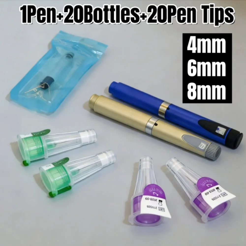 

Medical Magic Pen Kit 3ml Empty Cassette Bottle Cartridges 4/6/8mm Pen Tip for Insulin Injection Pen Facial Anti-wrinkle Tool