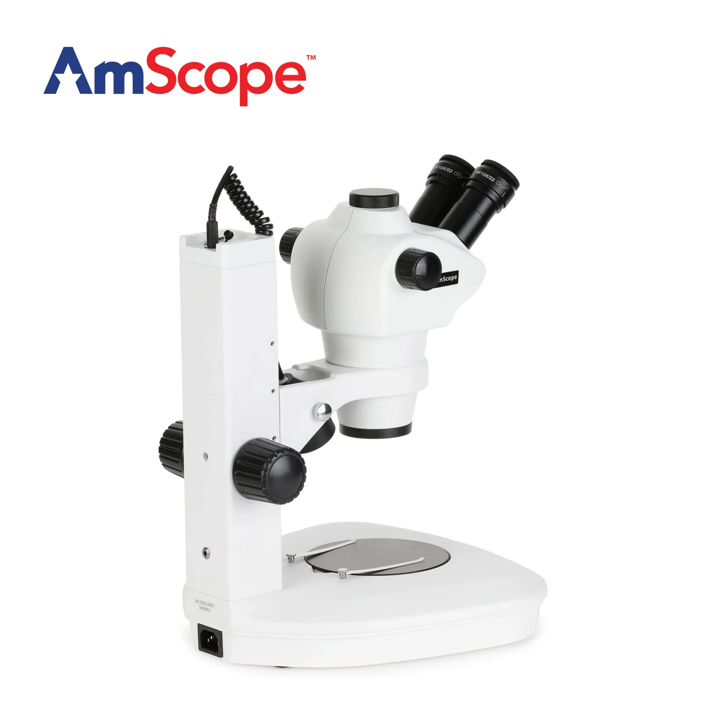 AmScope SF-2 Series Trinocular Stereo Microscope on Track Stand with Dual-illumination