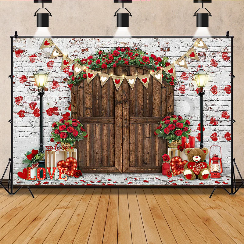 SHENGYONGBAO Valentine's Day Photography Backdrops Props Lover Rose Flower Wall Wedding Store Cherry blossoms Background AL-17