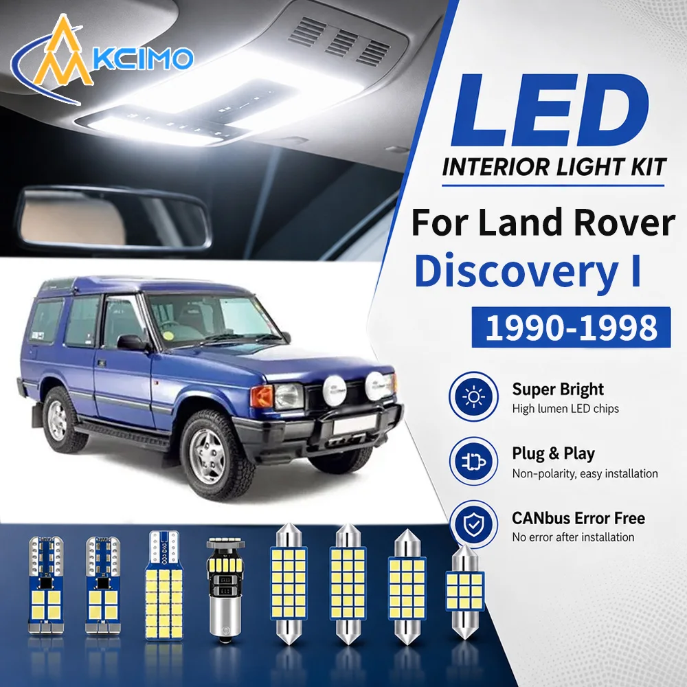 2 Color LED Interior Bulb Kit For Land Rover Discovery I 1 1990-1998 Canbus Error Free Dome Reading Cargo Door Light Replacement