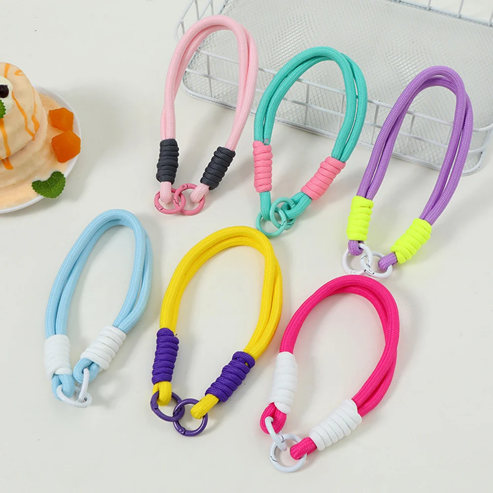 Thick Mobile Phone Handheld Wristband Colorful Security Woven Lanyard Straps For Headphones Keychain Fashion Knot Phone Rope