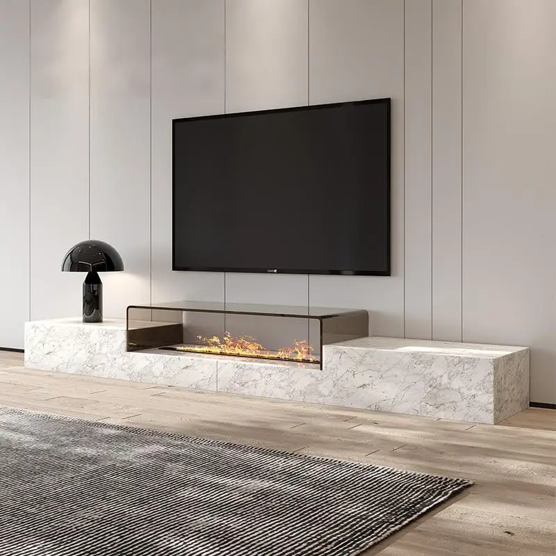 Maßgefertigte Minimalistische Luxus-Marmor-TV-Konsole für Wohnzimmer, Hochwertige Möbel, Retro-Modernes Multifunktionales TV-Möbelstück