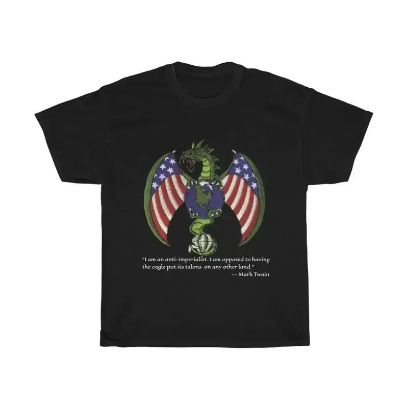 Imperial Dragon Blk Hvy Cotton T-Shirt Anti-Imperialismus-Zitat von Mark Twain