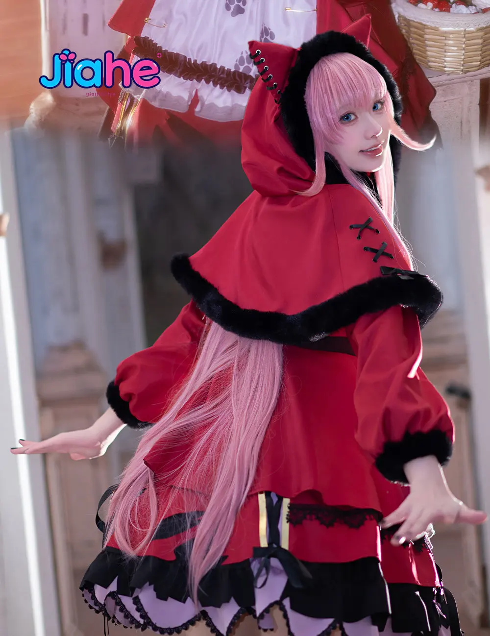 

CHU² Anime BanG Dream! PAREO Cosplay Costume CHU² Tamade Chiyu Girl Sweet Dress Halloween New Red Hooded Cloak Lolita Uniform