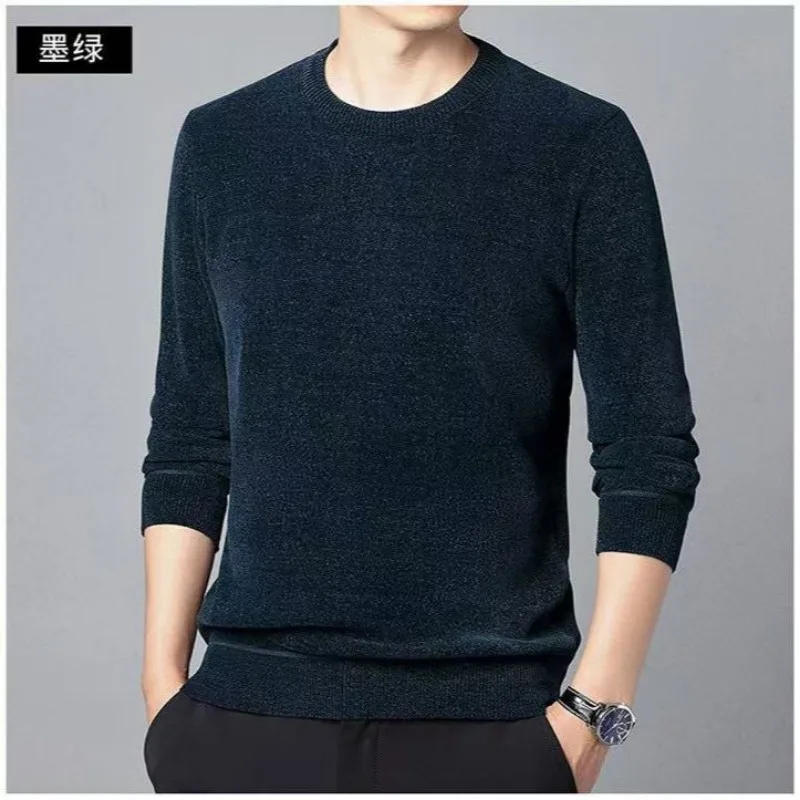 Sweater Rajut Leher Bulat Tebal Kasual Baru dengan Lapisan Tebal untuk Musim Dingin yang Sangat Hangat untuk Orang Muda dan Paruh Baya.