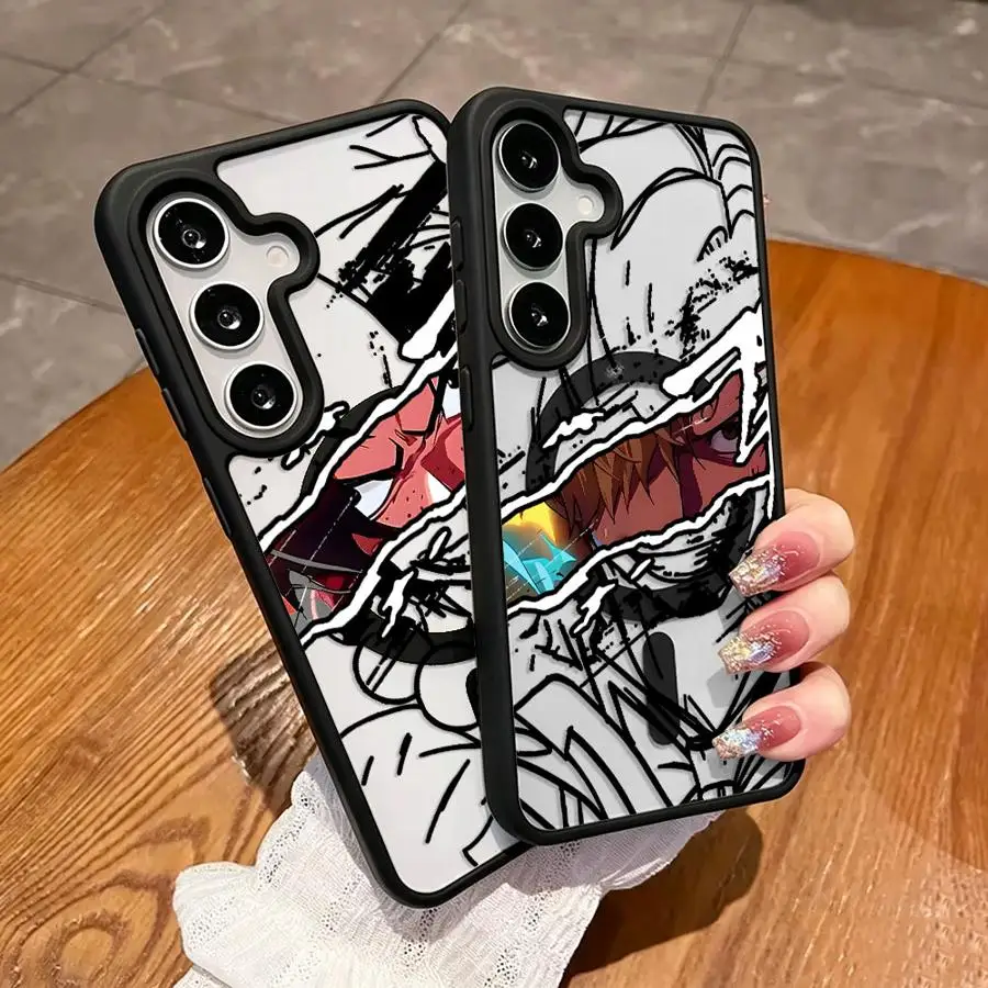 Magnetic Phone Cover Case for Samsung Galaxy S26 Plus Ultra S24 FE S24+ S25 S23+ S23 S22 S26+ S25 Japan One Pieces Art Line