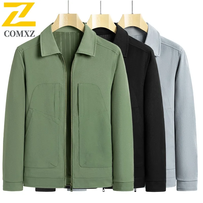 

COMXZ Classic Middle Aged Jacket Men Light Business Casual Turn Down Collar Middle Aged Jacket Mens Wear Coat