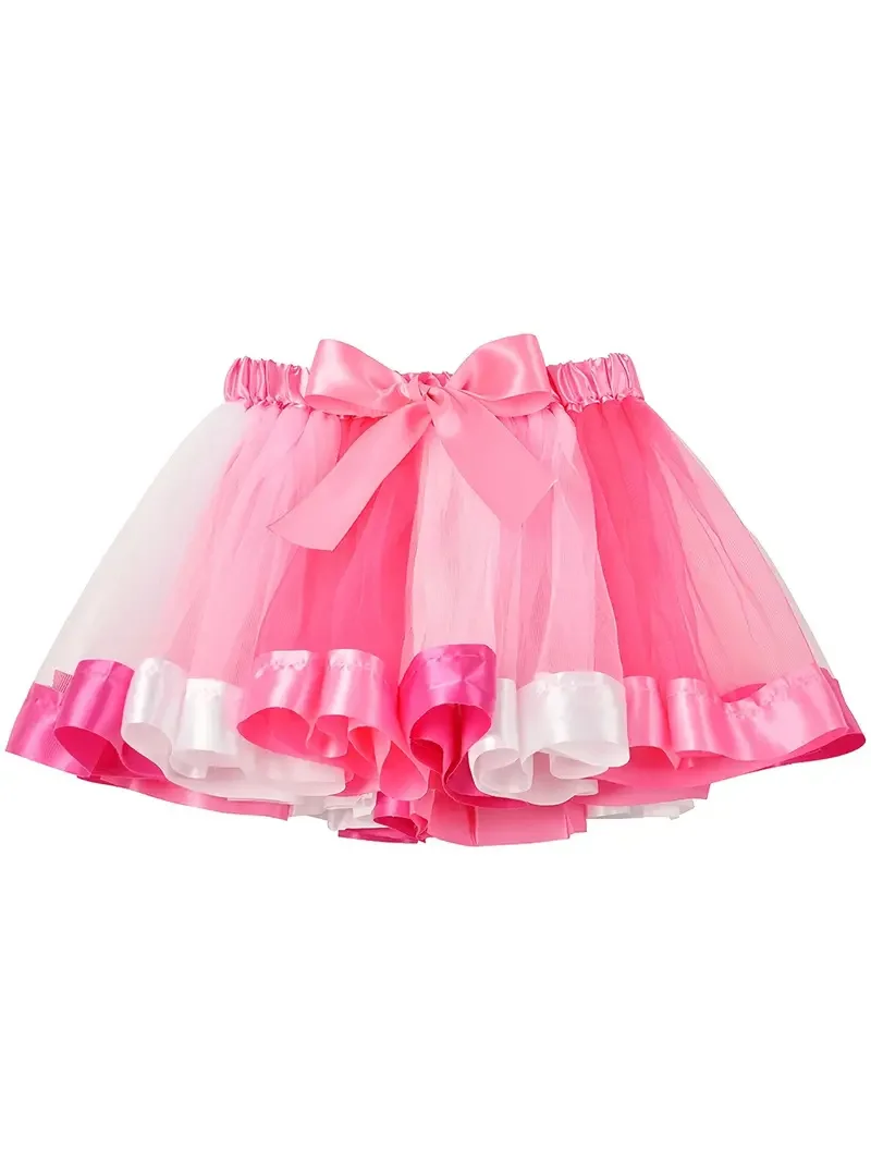 Shine Rainbow Tutu Skirt Layered Ballet Skirts Multicolor Tulle Dress Polyester for Toddlers Girls