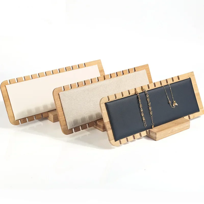 

1 шт. бамбуковая вертикальная подставка для демонстрации ювелирных украшений, подходит для продажи и демонстрации семейных ожерелий.