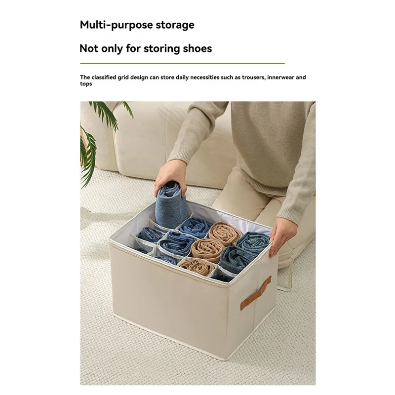 

AB66-2 Pack Shoe Organizer For Closet Foldable Shoe Organizer For Sneakers Sandals Slippers Shoe Storage Organizer Box Bin Beige