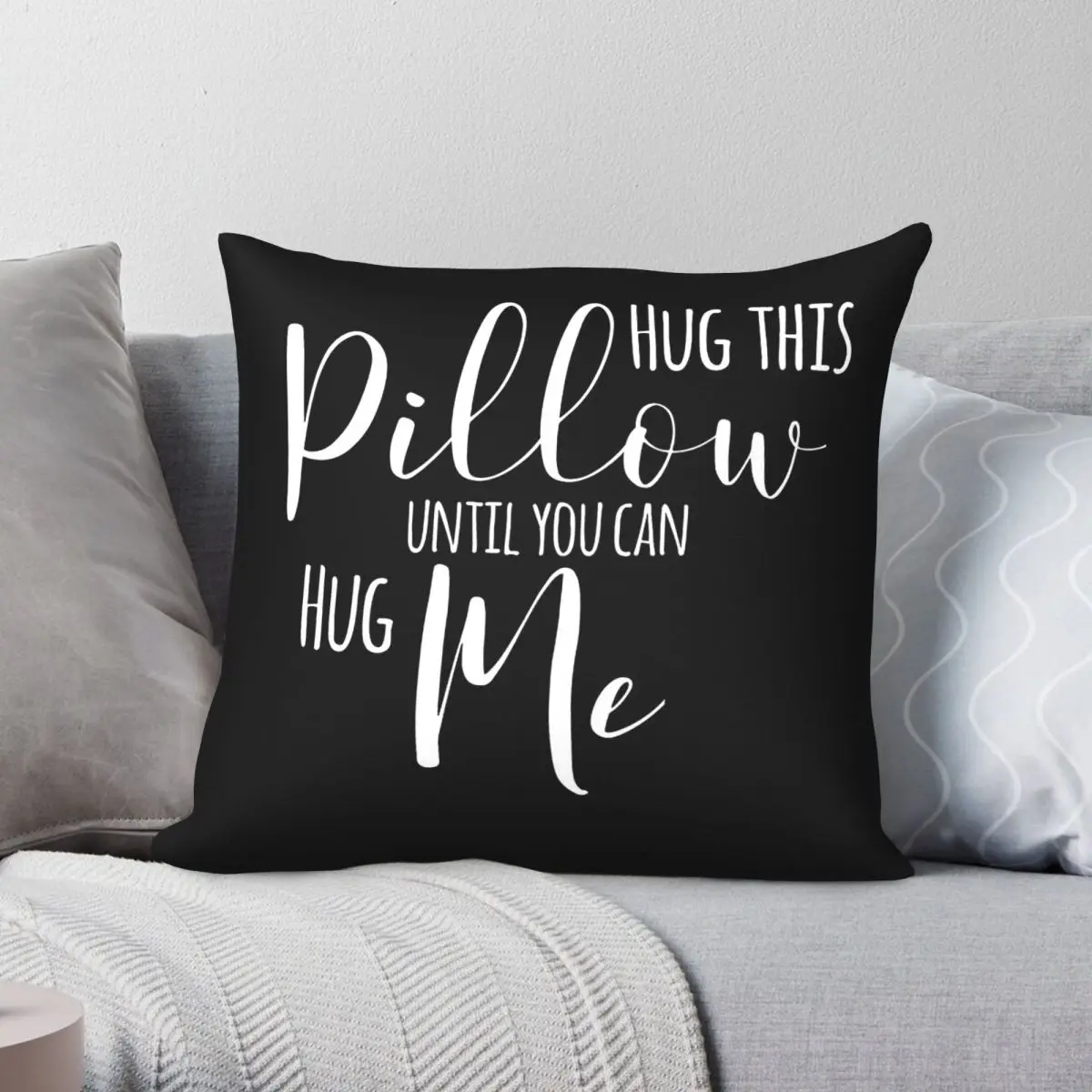 Hug This Until You Can Hug Me Square Pillowcase Polyester Linen Velvet Creative Zip Decor Pillow Case Bed Cushion Cover 45x45