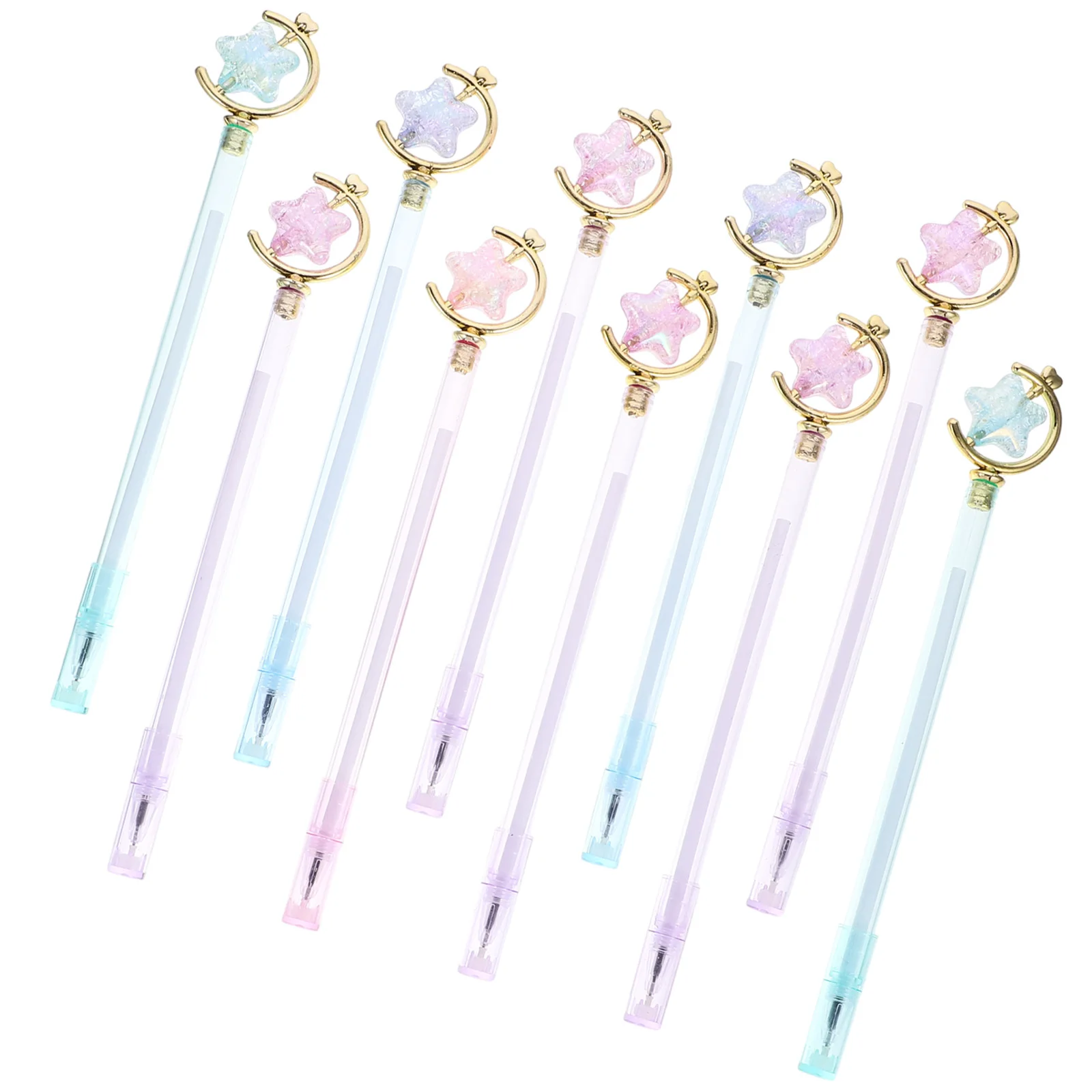 10Pcs Lovely Star Pattern Pens Fine Tip Writing Gel Pen for Office Study Notetaking Smooth Ink Flow Stationery