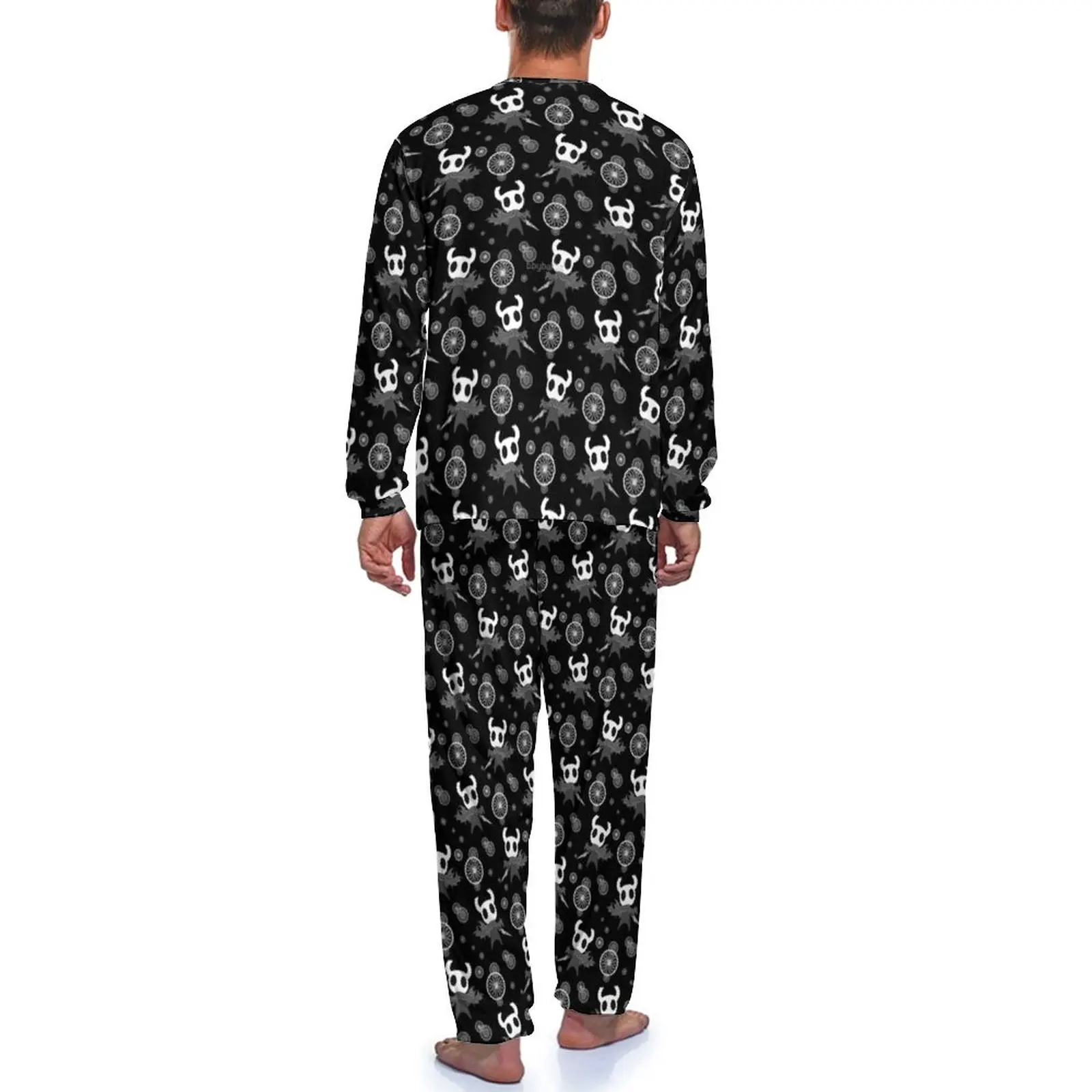 Hollow Knight Pajamas Winter Action Adventure Game Aesthetic Home Suit Man 2 Piece Pattern Long Sleeve Warm Pajamas Set