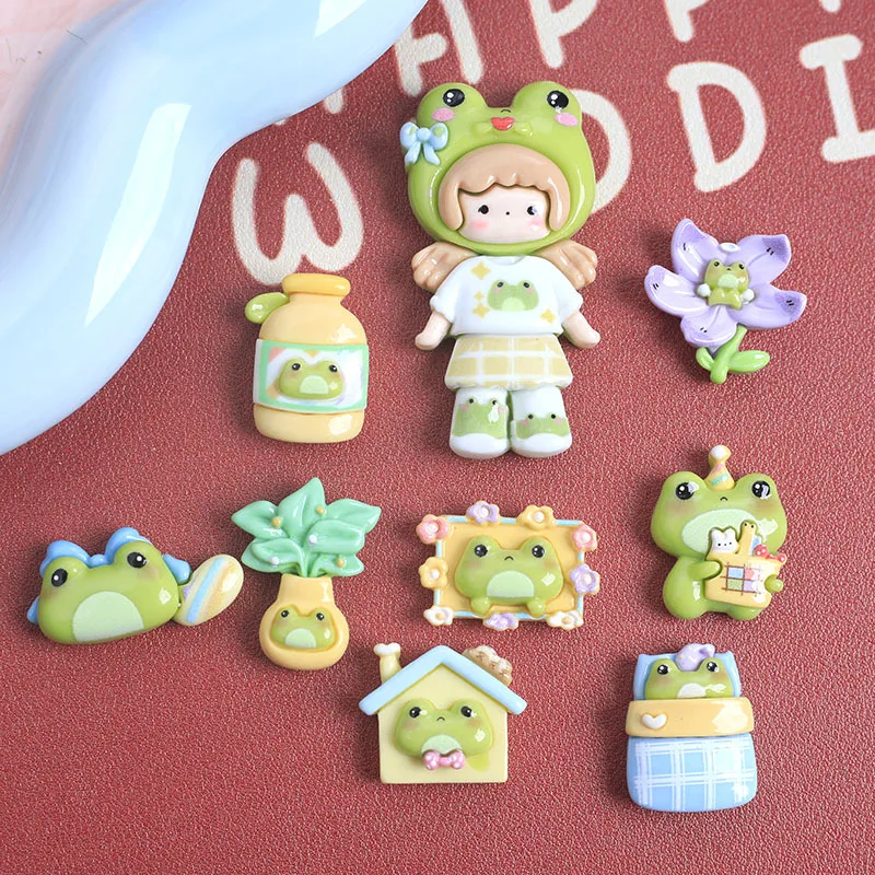 

100pcs New Kawaii Cartoon Frog Series Flatback Resin Crafts Cabochon Craft Ornament Jewelry Making Hairwear Accessories