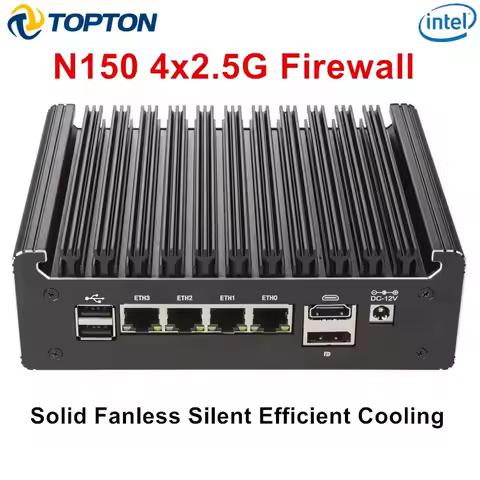 NEW Solid Fanless Firewall Mini PC Intel N150 N95 Pentium 6405U 4417U 4x2.5G LANs Home Server DDR4 NVMe Type-C pfSense OPNsense