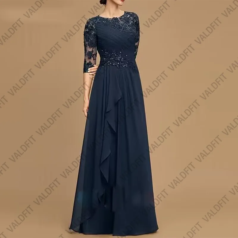 

Customized Navy Blue Mother of the Bride Dresses with Half Sleeves Wedding Party Dress vestidos de fiesta elegantes 2024 par