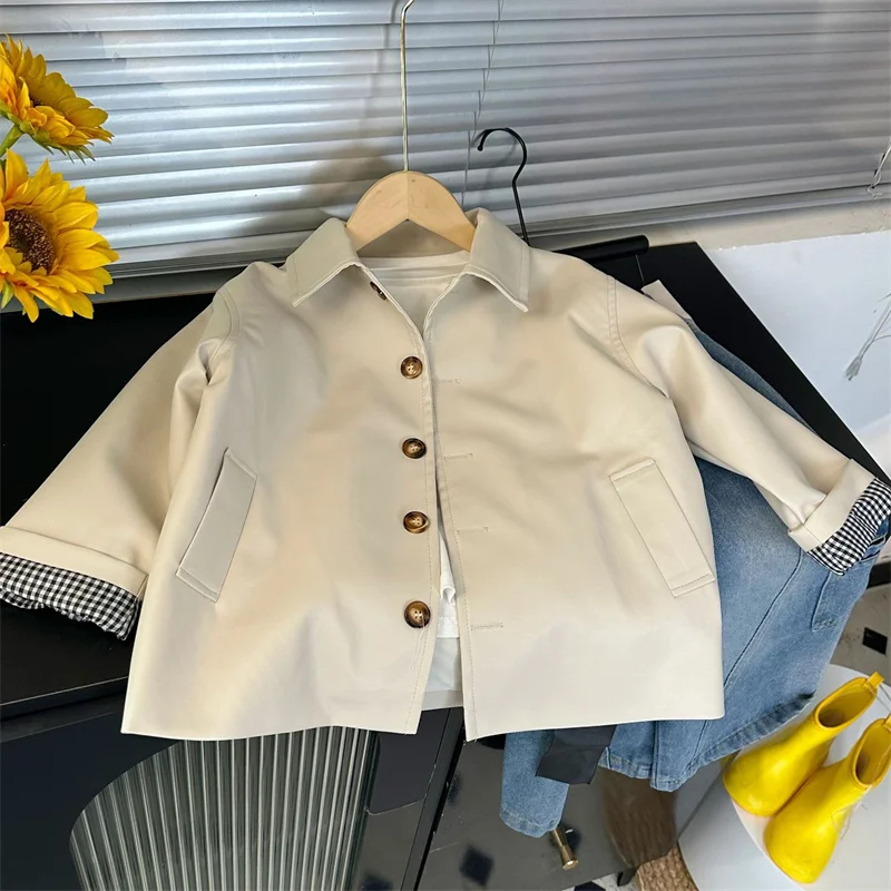 

Осенние кожаные куртки для мальчиков, новые весенние детские классические красивые пальто для девочек, верхняя одежда из искусственной кожи с отложным воротником, одежда для подростков, От 4 до 14 лет