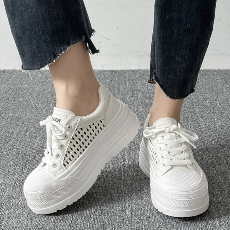 

Женские кроссовки на плоской подошве, спортивные кроссовки на платформе, новинка 2023 года, летние женские повседневные дышащие прогулочные туфли с сеткой, Zapatos