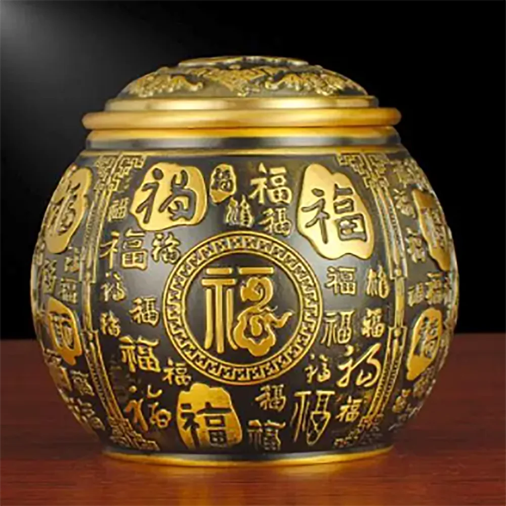 

Brass Tea Can Pure Copper Fuzi Baifu Tea Can Decoration High grade Small Metal Tea Storage Box Storage Tea Can