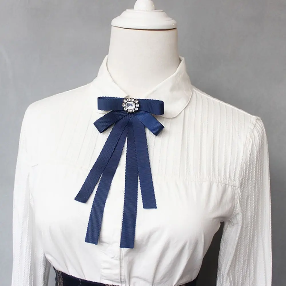 College Style Butterfly Knot Adjustable Elastic Band Solid Color Ribbon Diamond Bowtie Simple Slim Business Dress Collar Flower