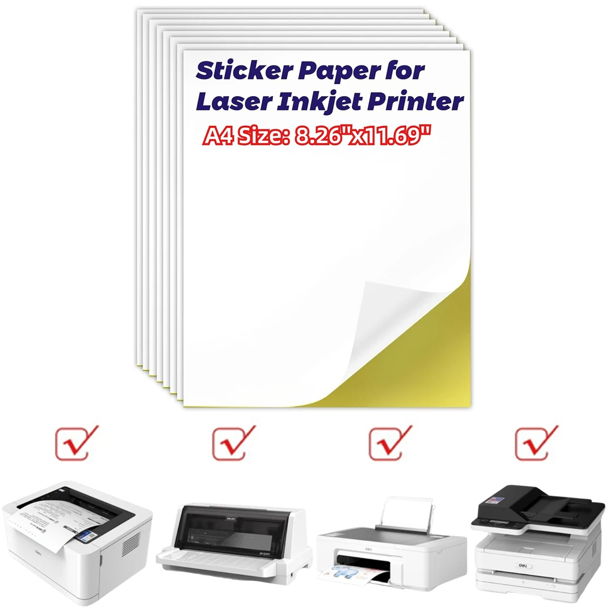 210mmx297mm Matte/Glossy Paper Multi-Functional White Stickers Compatible With Copier Printers For Warning Labels Notice Labels