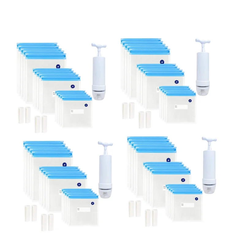 

MCGS-Sous Vide Bags 80Pack Reusable Electric Vacuum Food Storage With 4 Hand Pump,3 Size Sealed Bag,16 Clip
