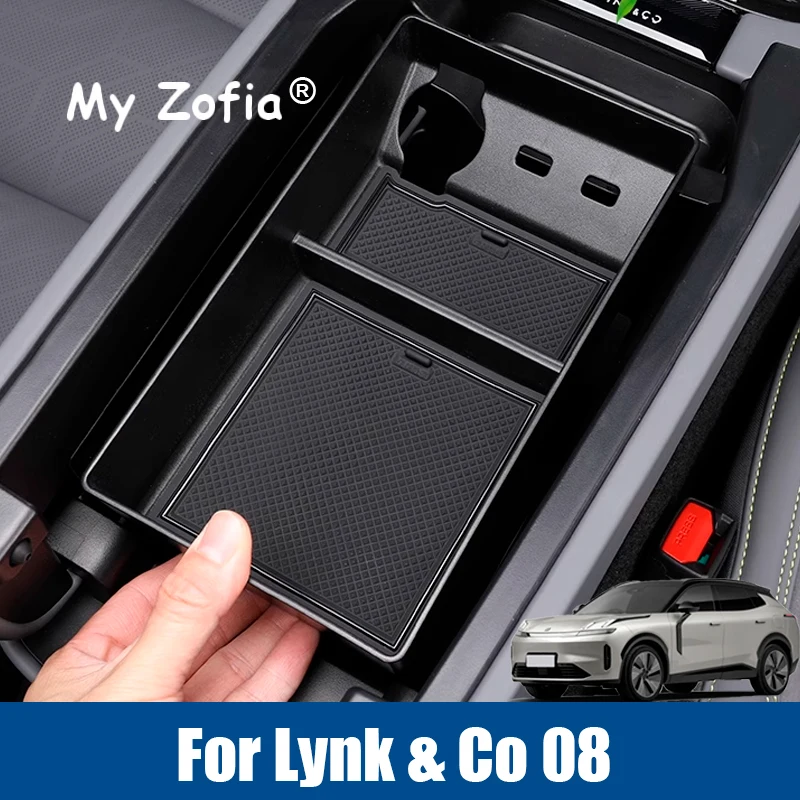 

For Lynk & Co 08 EMP 2025 2026 Car Interior Center Console Armrest Storage Box Central Console Wireless Charging Silicone Pad