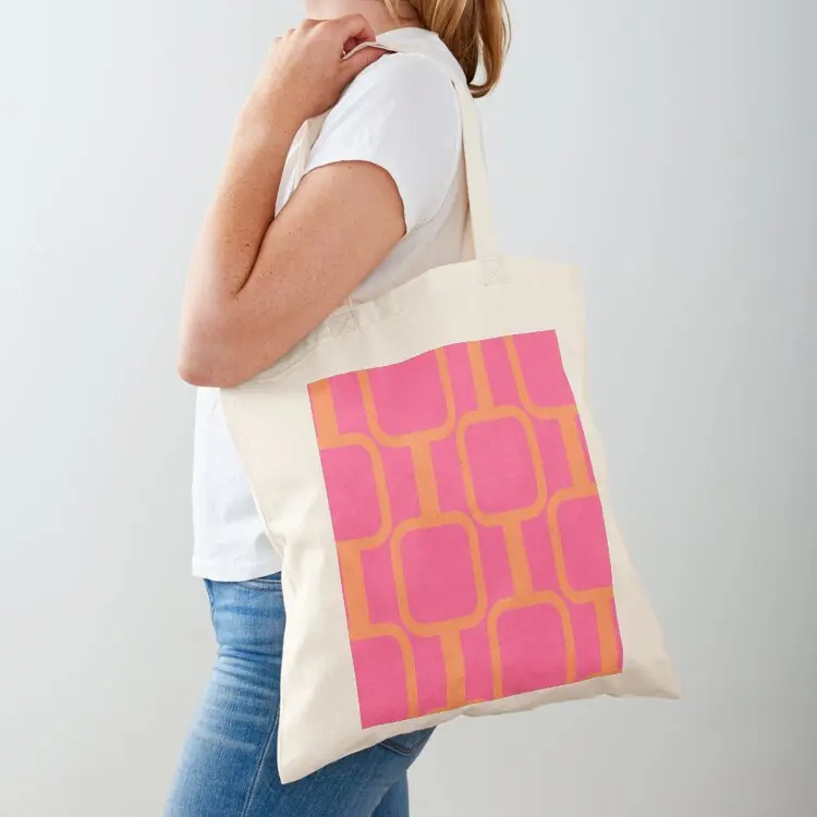 

Mod Links Retro Geometric Pattern 2 in Hot Pink and Light Orange Tote Bag tote bag screen cute pouch bag shopping