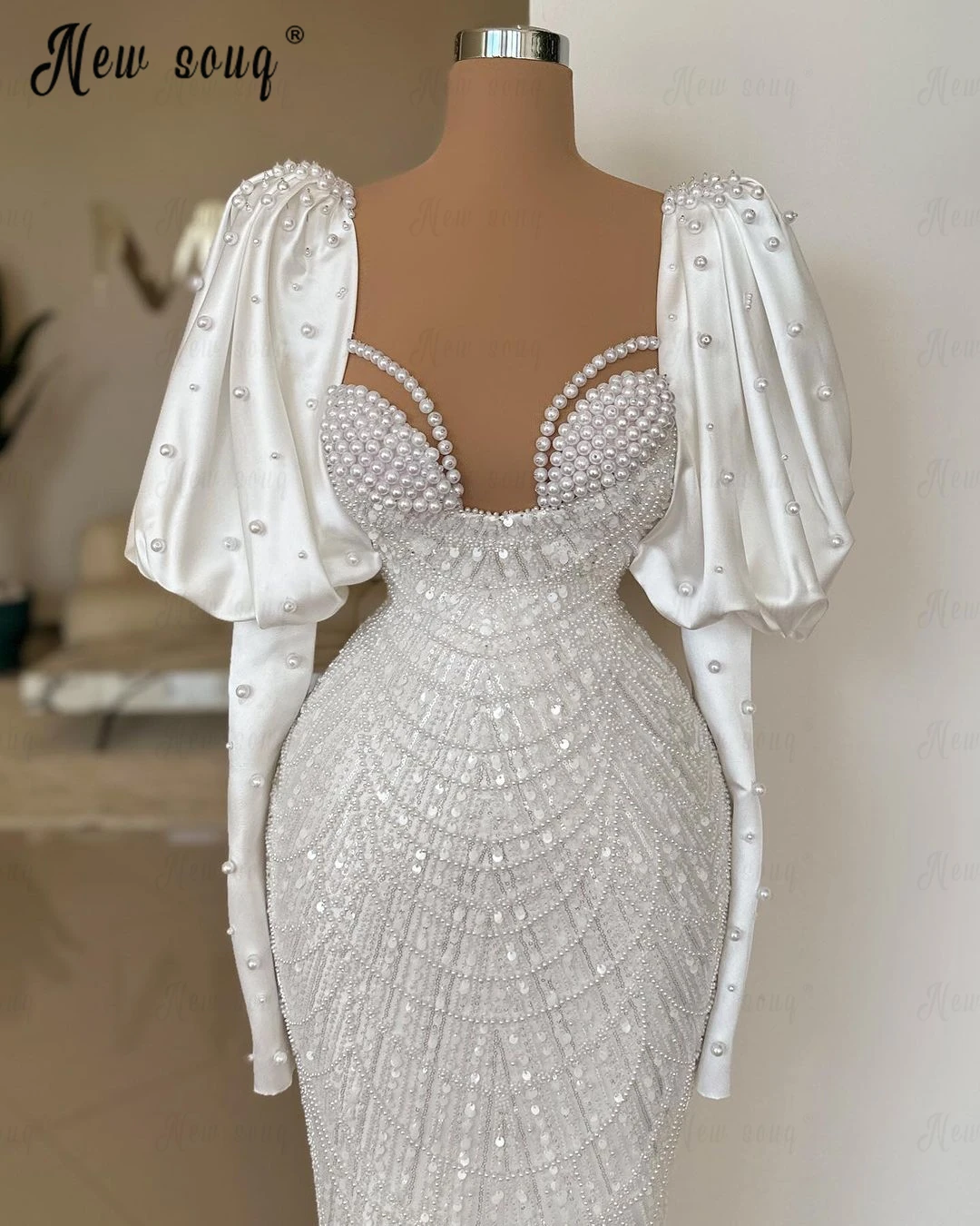 Romantic Beaded White Evening Dress Pearls Long Celebrity Dresses Dubai Simple Vestido De Noiva Custom Made Occasion Dresses