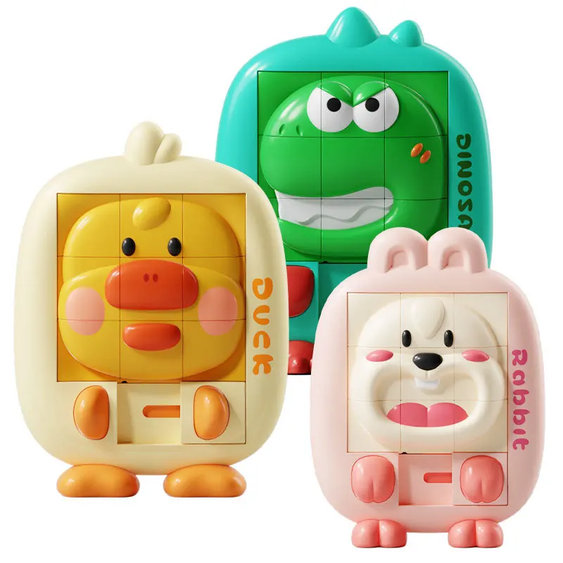 3D Cartoon Animal Huarong Road Slide Puzzle Games Children Board Game Thinking Training Nine Grids Kids Educational Puzzles Toy