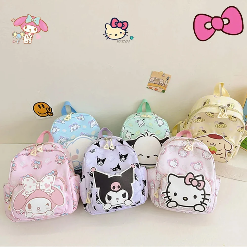 

MINISO Kawaii School Bag Sanrio Hello Kitty Kuromi Cinnamoroll Backpack School bag My Melody High Capacity Backpack Kids Gift