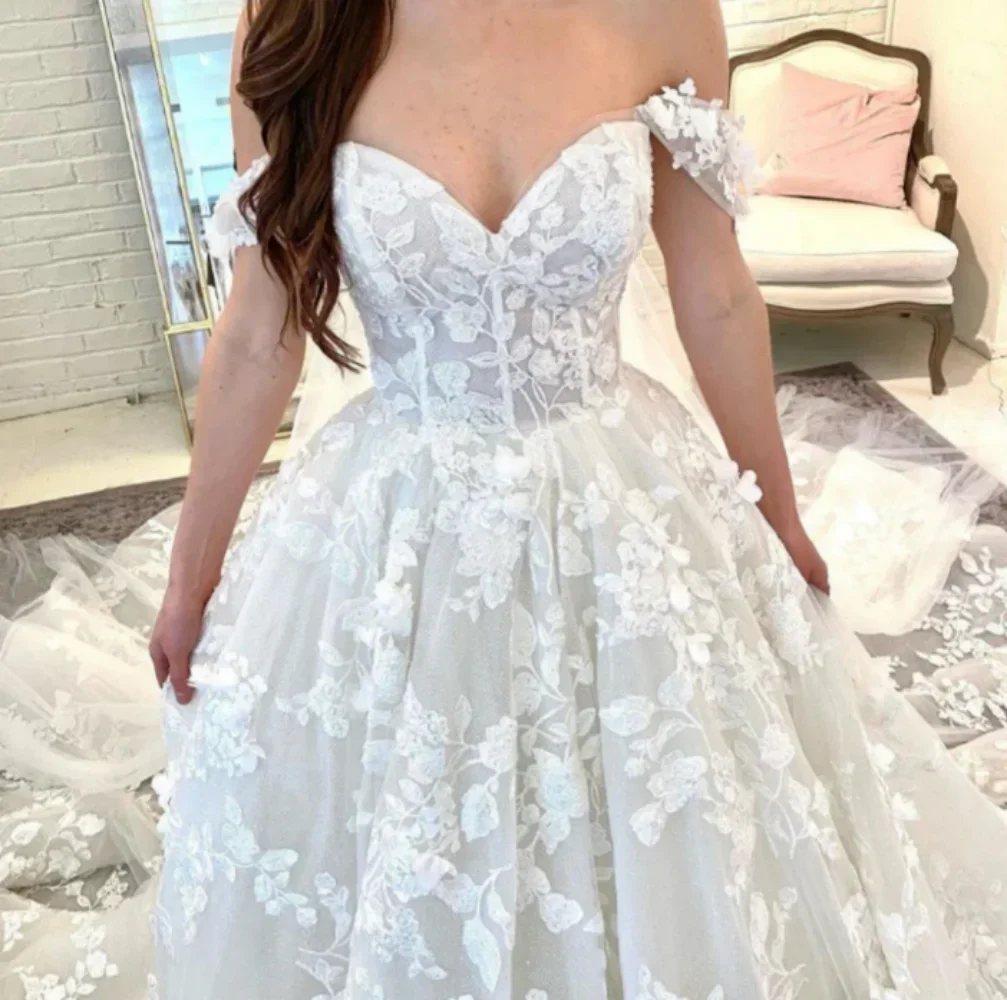 Flavinke Индивидуальные легкие свадебные платья Новые элегантные платья принцессы с открытыми плечами в стиле ретро для невесты Кружевное свадебное платье со шлейфом