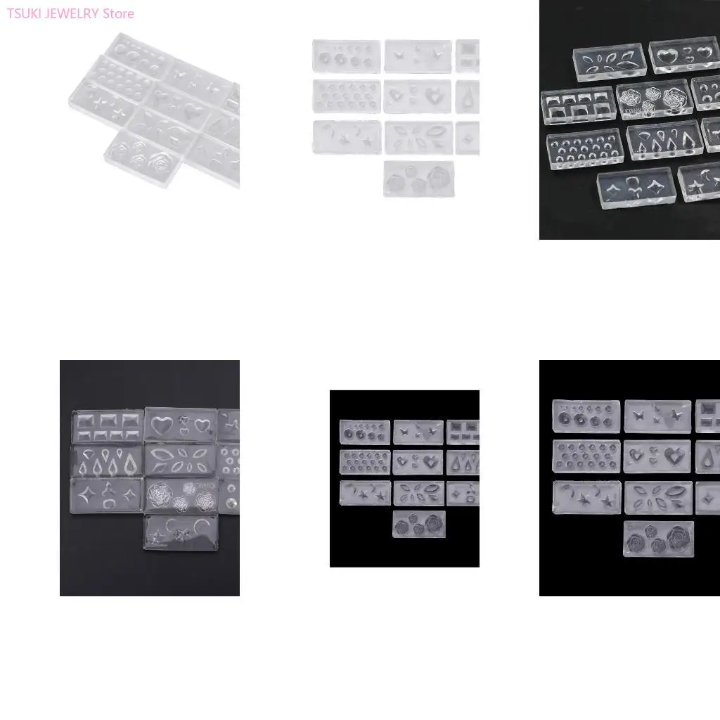62KE 10Pcs Beauty Art Resin Casting Molds Silicone Manicure DIY Template Craft