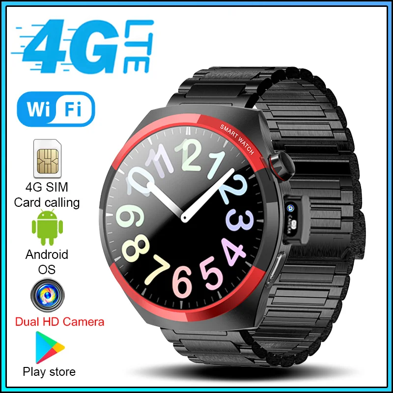 1.62-inch 4G Network SIM Card Smart Watch 2024 Dual Camera GPS 4G Call Wifi Fast Internet Access Android Men Women Smartwatch