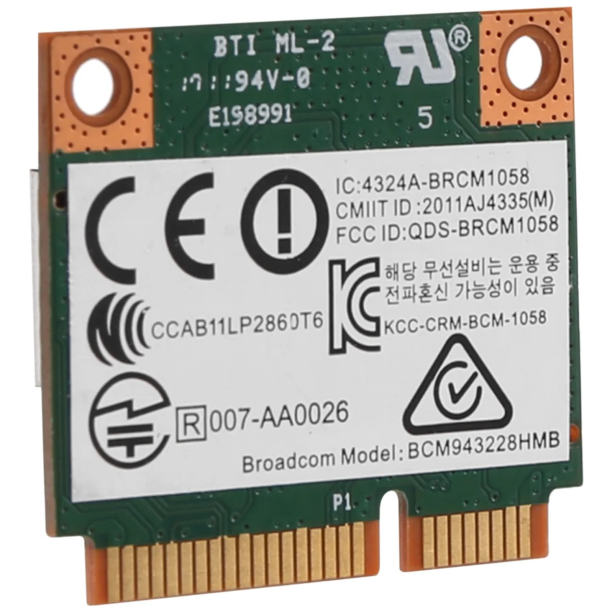 بطاقة RISE ثنائية النطاق 2.4+5G 300M 802.11A/B/G/N Wifi Bluetooth 4.0 لاسلكية نصف بطاقة Pci-E صغيرة لـ Hp Bcm 943228 Hmb Sps 718451 -001