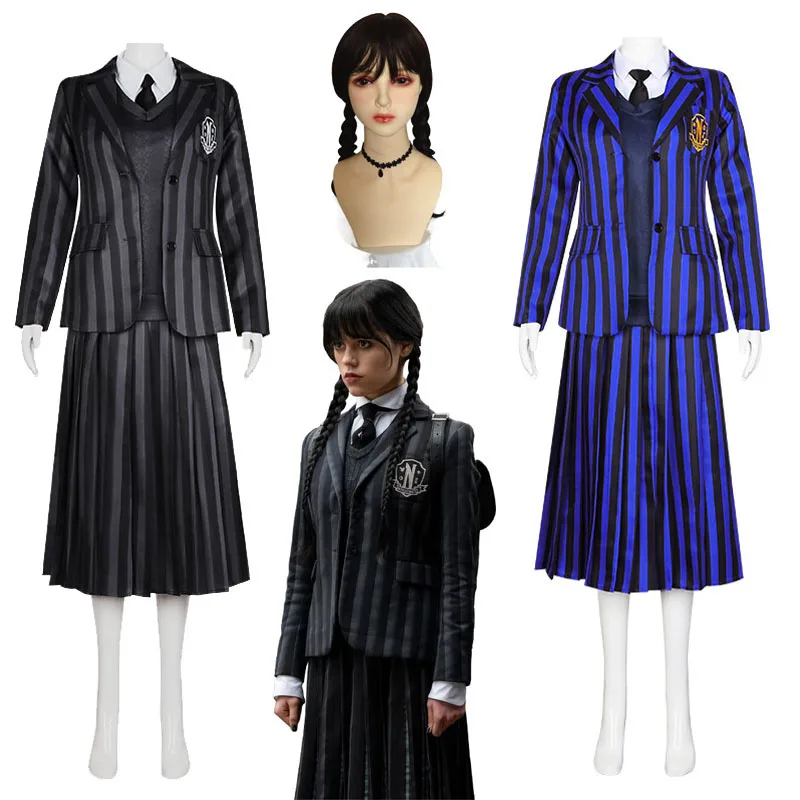 Series Wednesday Addams Cosplay Costumes Schoolgirl Nevermore College School Uniforms Suit Halloween Uniform Party